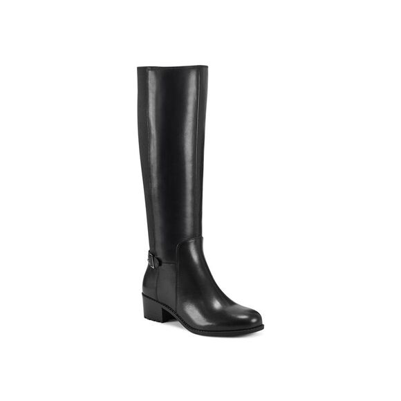 EASY SPIRIT Shoes - EASY SPIRIT Womens Black Wide Calf Chaza Block Heel Leather Riding Boot 11 M WC